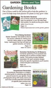 an advertisement for gardening books with pictures of plants and flowers on it's front page