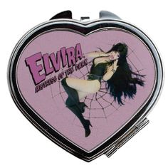 Elvira Pink Web Heart Compact Mirror, metal compact with non magnifying mirror inside, compact approx 2.75" w, exclusive bootique design. Printed in the USA Web Heart, Summer Goth, Mirror Metal, Magnifying Mirror, Need Money, Compact Mirror, Bits And Bobs, Things To Buy, Accessories Shop