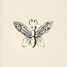 a black and white drawing of a butterfly