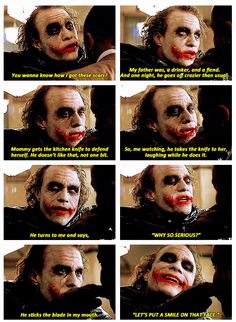 the dark knight movie character's face expressions in different ways, with text that says it