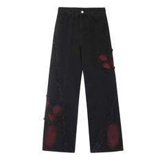 Black and Vermilion Butterfly Jeans Effortlessly elevate your style with our Black and Vermilion Butterfly Jeans. Crafted in a sleek and elegant design, these jeans showcase a stunning black and vermillion butterfly pattern that will make you stand out from the crowd. Made with high-quality materials, these jeans offer both comfort and style, perfect for any occasion. Size:S: Waist: 64cm/ 25.2 in. Hips: 90cm/ 35.4 in. Length: 101cm/ 39.8 inM: Waist: 68cm/ 26.8 in. Hips: 94cm/ 37.0 in. Length: 10 Butterfly Jeans, Kawaii Swimsuit, Dark Academia Clothing, Anime Lingerie, Aesthetic Dark Academia, Style Kawaii, Red Butterfly, Kawaii Dress, Maid Dress