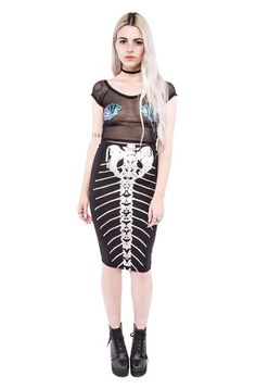 Bone Deep Pencil Skirt Graffiti Garage, Monster High Inspired Outfits, Evil Mermaids, Gothic Style Clothing, Gothic Things, Mermaid Skirts, Mermaid Leggings, Spoiled Brat, Halloween Clothes