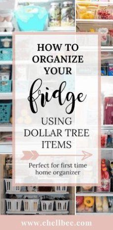 an organized fridge with the words how to organize your fridge using dollar tree items