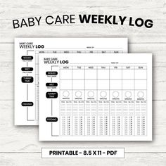 the baby care weekly log printable is shown