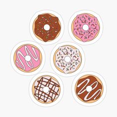 six donuts with sprinkles on them sticker