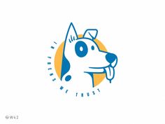 a dog logo with the words be trust in blue, yellow and orange colors on a white background