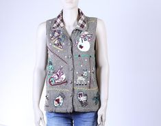 Vintage Christmas Sweater Vest Ugly Sweater Party Ugly