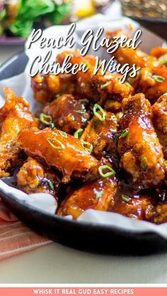 Peach Glazed Chipotle Honey Chicken Wings Chipotle Honey Chicken, Sticky Wings Recipe, Sticky Wings, Peach Glaze, Whole Baked Chicken, Peach Sauce, Glazed Chicken Wings, Flexitarian Recipes