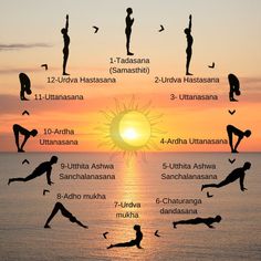 yoga online Yoga Sun Salutation Morning Routines, Surya Namaskar A, Sunset Yoga Sequence, Soorya Namaskar Yoga, Surya Namaskar Poses, Yoga Surya Namaskar, Sun Salutation Yoga, Sun Salutation A, Sun Salutation Sequence