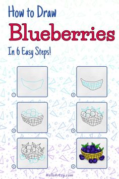 how to draw blueberries in 6 easy steps with pictures on the front and side