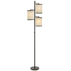 a floor lamp with three lamps on each side and one light on the other end