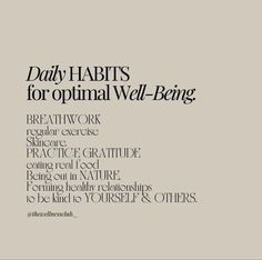 an advertisement with the words daily habitts for optimal well - being