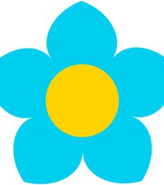 a blue flower with yellow center on a white background