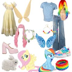 there are many different items that can be found in this doll's wardrobes