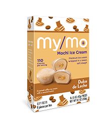 mymq mochi ice cream with almonds on the front and in the back