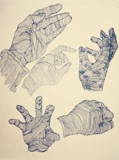 four different types of hand prints on white paper