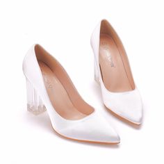 Details: Style: elegant Embellishment: Satin Heels Type:?Stiletto Heel height:?2.56inch/3.74inch Closure Type: slip on Toe: Pointed Toe Upper Material: Microfiber Leather Sole Material:?Rubber Lining Material:?PU Leather White Summer Court Shoes With Padded Heel, White Court Shoes With Padded Heel For Summer, White Closed Toe Court Shoes For Party, Clear Pointed Toe Heels For Formal Occasions, Formal Clear Pointed Toe Heels, White Heels With Sculpted Heel For Events, Clear High Heel Shoes For Prom, White Pointed Toe Court Shoes For Evening, Clear High Heels For Prom