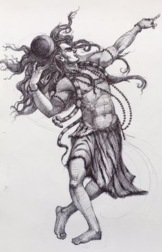 a drawing of a woman dancing with an octopus on her head and hands in the air