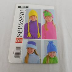 the sewing pattern for children's hats is shown