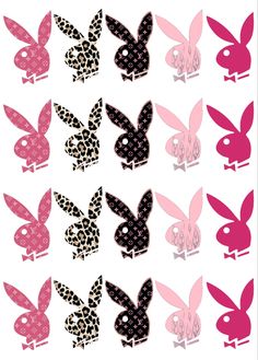 Five different designed playboy logo inspired stickers. First sticker is playboy logo filled in with pink and white Louis Vuitton logos. Second sticker is cheetah print inside. Third sticker is black and pink Louis Vuitton logos. Fourth sticker is baby pink with silver glitter flames coming up from bottom. Fifth sticker is dark hot pink. Playboy Bunny Tattoo Design, Y2k Crafts, Playboy Aesthetic, Pb Logo, Graphic Stickers, Aesthetic Vinyl, Y2k Stickers, Playboy Logo, Bunny Logo