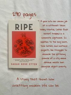 a book cover with the title ripe written on it