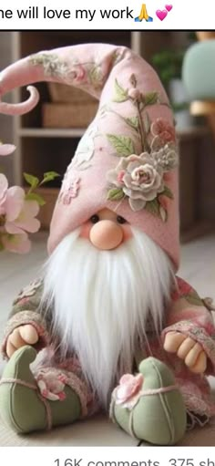 an image of a gnome with flowers on it