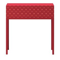 a red table with flowers on it