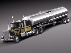 a large silver tanker truck on a gray background