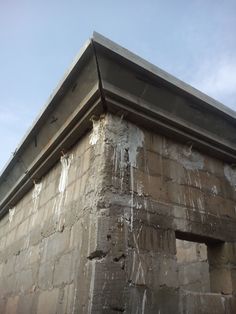 the corner of a building that has been gutted