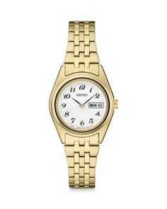 Seiko Watch Essentials Watch, 25.5mm Accessories Watches Women, Seiko Watches Women, Seiko Watch, Gold Watches Women, Date Calendar, Seiko Watches, Closet Ideas, Women Essentials, Steel Bracelet