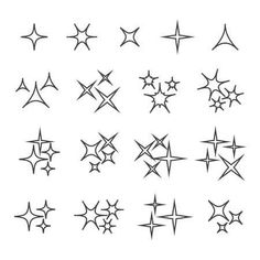 a collection of stars drawn in black ink