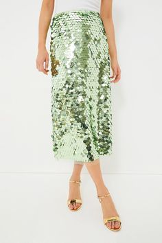 Mint Chip Remmi Midi Skirt | Tuckernuck Dancing Queen Party, Girl Street Style, Iridescent Sequin, Spring Pastels, White Midi, Cocktail Attire, Wardrobe Inspiration, Party Look, Sparkle Earrings