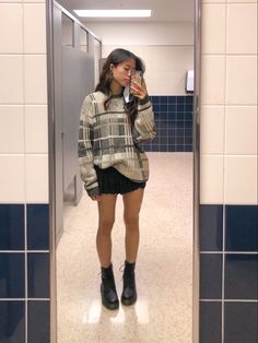 Jadon Dr Martens Outfit Fall, Outfits Styled With Doc Martens, Doc Martens Outfit Inspiration, Sweater Dress Outfit Aesthetic, Fall Grandpa Sweaters, Plus Doc Martens Outfit, Autumn Doc Martens Outfit, Doc Marten Sinclair Outfit, Skirts With Sweaters Outfit Fall