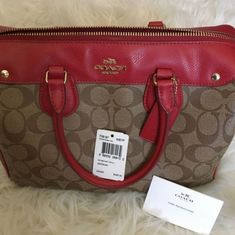 This Is A Beautiful Coach Bag With A Rich Red Color Designer Red Satchel For Shopping, Coach Purse, Coach Bag, Louis Vuitton Speedy Bag, Coach Purses, Red Brown, Coach Bags, Red Color, Satchel