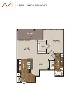 the floor plan for a one bedroom apartment