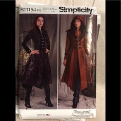 Brand New Simplicity Home Sewing Pattern, Size 14-22, 24 Pieces, Misses Costumes Coats, Thanks Steampunk Arm, Ren Faire Costume, Medieval Cosplay, Military Costumes, Coat Pattern Sewing, Costume Sewing Patterns, Steampunk Cosplay, Beginner Sewing Projects Easy, Costume Patterns