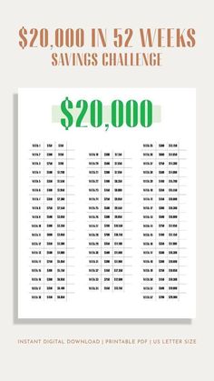 the $ 20, 000 in 5 weeks savings chart