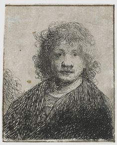 a black and white drawing of a woman with curly hair