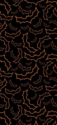 an orange and black abstract pattern on a black background that looks like waves or lines