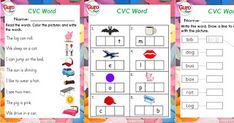 two worksheets for cvc words and pictures to help students learn how to spell