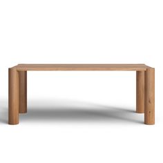 a wooden table on a white background with no one around it or the table top