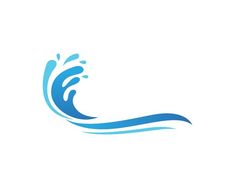 a blue wave with water splashing on it's side, logo design for a company