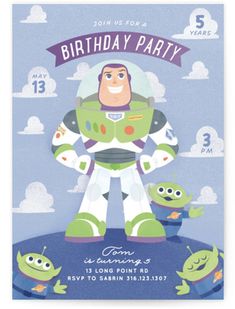 a birthday card with an image of a toy story character on the front and bottom