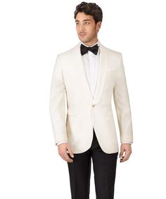 Ivory Dinner Suit - Oliver Wicks White Tailored Blazer For Black-tie Events, White Tuxedo With Suit Collar For Formal Occasions, Elegant Tailored Wedding Tuxedo, White Tailored Tuxedo For Black-tie Events, Tailored White Tuxedo For Black-tie Events, Tailored White Tuxedo For Party, Classic White Evening Suit, White Tuxedo Blazer For Black-tie Events, White Tuxedo Blazer For Evening