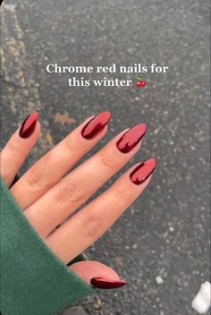 Chrome Red Nails, Chrome Red, Nagellack Trends, Colorful Nails, Red Nail, Pretty Acrylic Nails, Chic Nails