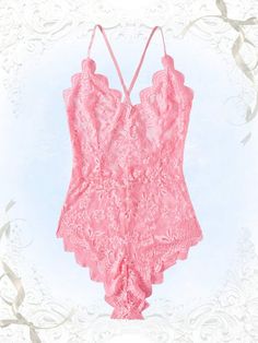 Floral Lace Teddy Bodysuit Pink Feminine Fitted Bodysuit With Lace Closure, Fitted Pink Lace Tops, Fitted Pink Lace, Elegant Sleeveless Lace Bodysuit, Feminine Lace Bodysuit With Lined Body, Elegant Spring Bodysuit With Lace Trim, Elegant V-neck Lace Trim Bodysuit, Elegant Spring Lace Trim Bodysuit, Elegant Stretch Bodysuit With Delicate Lace