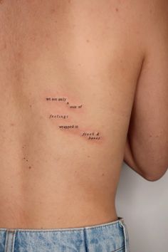 the back of a person's chest with an inscription on it that says, you are