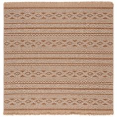 an area rug with brown and beige stripes