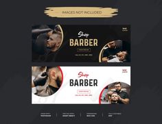 a barber shop website design with two different images and the same image as well as an advertise