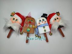 there are three santa clauss sitting on the sleigh